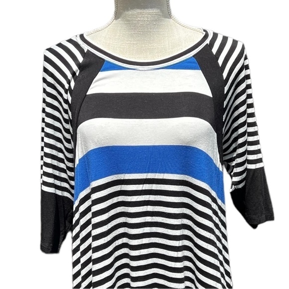 🌻Chris McLaughlin Blue White & Black 1/2 Sleeve Causal Dress Size 14 - Picture 3 of 8